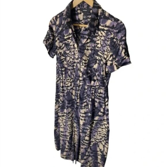 Alfani Button Down Purple  Abstract Animal Print Business Casual Shirt Dress - Picture 5 of 7